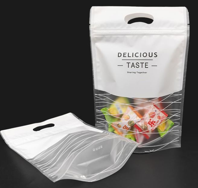 Translucent zipper stand up bag